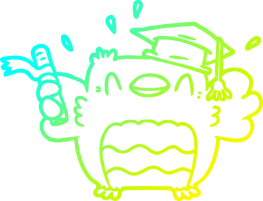 Bir insan tarafından çizilmiş bir çizgi roman baykuşunun soğuk çizgi çizimi.