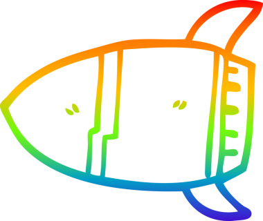 Bir insan tarafından çizilmiş bir uzay roketinin gökkuşağı gradyanı çizimi