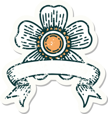 Bir insan tarafından çizilmiş çiçeğin bayrağını taşıyan eski bir etiket.