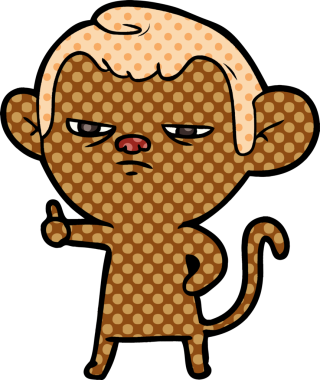 Bir insan tarafından çizilmiş sinir bozucu bir maymun.