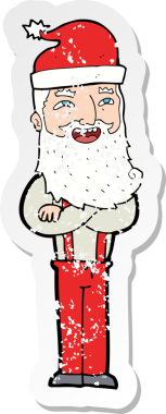 Bir insan tarafından çizilmiş bir hipster Noel Baba çizgi filminin gerilimli yapıştırması.