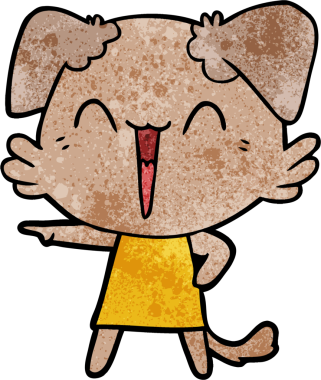 Bir insan tarafından çizilmiş küçük mutlu köpek çizgi filmi.