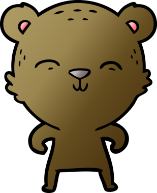 Bir insan tarafından çizilmiş mutlu çizgi film ayısı.