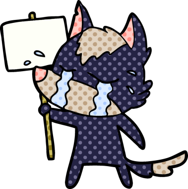 Bir insan tarafından çizilmiş ağlayan kurt çizgi filmi.