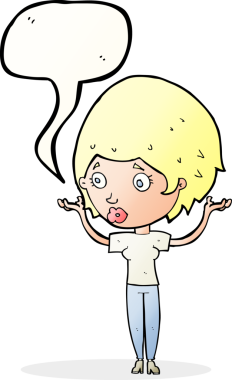 Çizgi filmdeki kadın bir insan tarafından çizilmiş konuşma balonuyla el kaldırıyor.