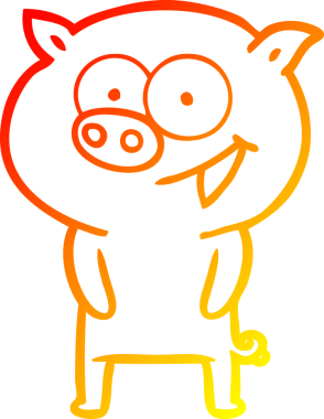 Bir insan tarafından çizilmiş neşeli bir domuz çizgi filmi.