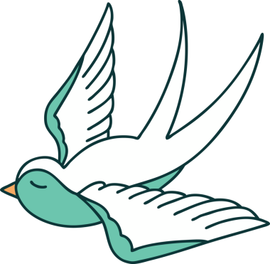 Bir insanın çizdiği bir kırlangıcın ikonik dövme şekli