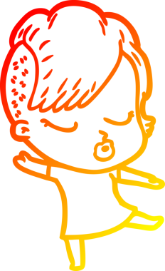 Bir insan tarafından çizilmiş güzel hippi bir çizgi film çizimi.