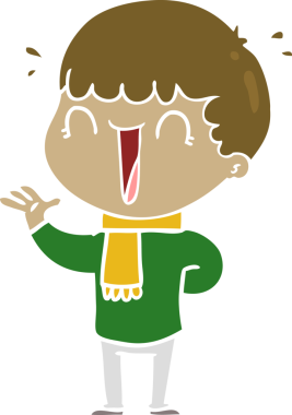 Bir insan tarafından çizilmiş düz renkli karikatür adam.