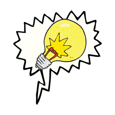 Bir insan tarafından çizilmiş serbest konuşma balonu desenli çizgi film ampulü