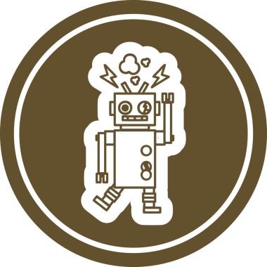 arızalı robot dairesel simgesi bir insan tarafından çizildi