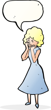 Bir insan tarafından çizilmiş konuşma balonu olan endişeli bir karikatür.