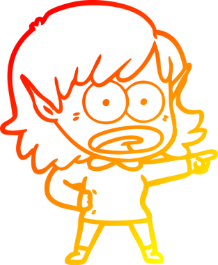 Bir çizgi filmin sıcak çizgi çizimi bir insan tarafından çizilmiş elf kızını şok etti.