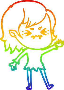 Gökkuşağı gradyan çizgi çizimi Bir insan tarafından çizilmiş rahatsız bir vampir kız çizgi filmi