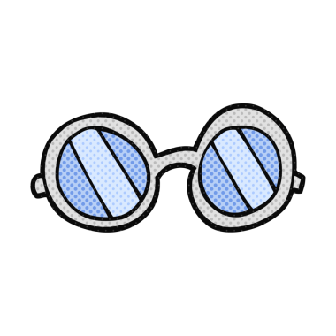 Bir insan tarafından çizilmiş serbest çizim çizgi film gözlükleri.