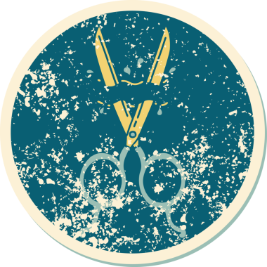 Bir insan tarafından çizilmiş berber makasının sembolik dövmeli görüntüsü