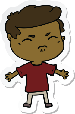 Bir insan tarafından çizilmiş bir karikatür çıkartması.