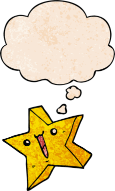 bir insan tarafından çizilmiş grunge dokuma tarzında düşünce baloncuğu olan çizgi film mutlu yıldızı