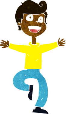 Bir insan tarafından çizilmiş heyecanlı bir çocuk.