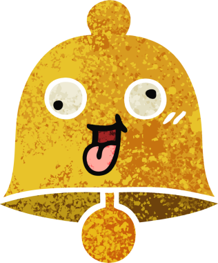 Bir insan tarafından çizilmiş bir çanın retro çizim tarzı karikatürü