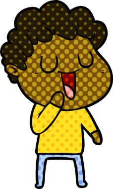 Bir insan tarafından çizilmiş gülen karikatür adam.