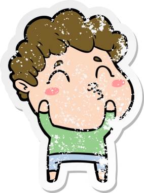 Bir insan tarafından çizilmiş karikatür adamın sıkıntılı çıkartması.