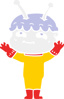 Bir insan tarafından çizilen düz renkli çizgi film uzay adamı.