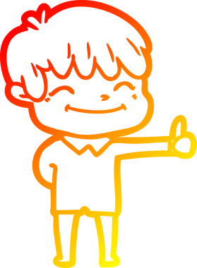 Bir insan tarafından çizilen mutlu bir çocuğun sıcak çizgi çizimi.