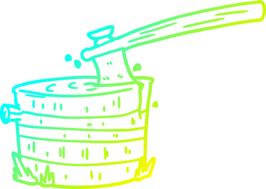 Bir insan tarafından çizilmiş baltalı bir ağaç kütüğünün soğuk gradyan çizimi.