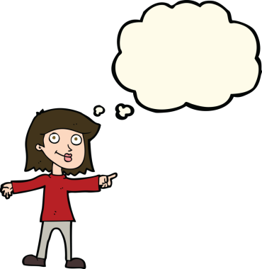 çizgi film mutlu kadın bir insan tarafından çizilen düşünce baloncuğu ile işaret