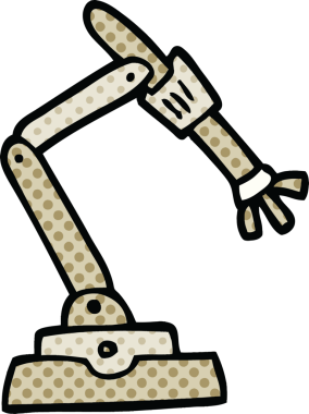 Bir insan tarafından çizilmiş çizgi roman tarzı robot el.