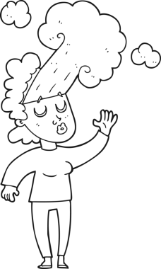 Bir insan tarafından çizilen buharı serbest çizen siyah beyaz kadın.