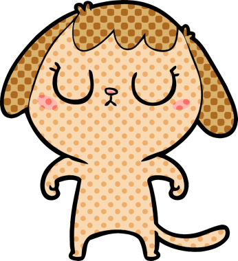 Bir insan tarafından çizilmiş şirin bir çizgi film köpeği.