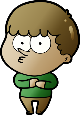 Bir insan tarafından çizilmiş meraklı bir çocuk.