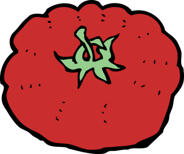 Bir insan tarafından çizilmiş domates çizgi filmi.