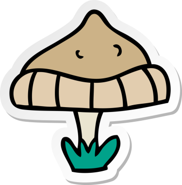 Bir insan tarafından çizilmiş tek bir mantarın el çizimi karikatürü.