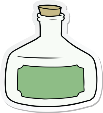 Bir insan tarafından çizilmiş eski bir şişe karikatürü.