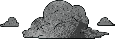 Bir insan tarafından çizilmiş beyaz büyük bulutların el çizimi karikatürü.