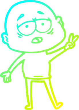 Bir insan tarafından çizilmiş, yorgun, kel bir adamın çizdiği soğuk çizgi.