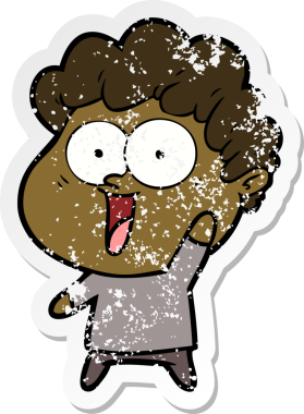 Bir insan tarafından çizilmiş mutlu bir adamın sıkıntılı çıkartması.