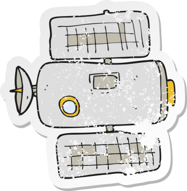 Bir insan tarafından çizilmiş karikatür uzay istasyonunun gerilimli çıkartması.