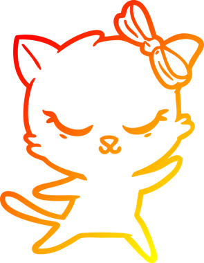 Bir insan tarafından çizilmiş sevimli bir çizgi film kedisinin sıcak çizgi çizimi