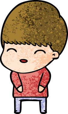 Bir insan tarafından çizilmiş mutlu çizgi film çocuğu.