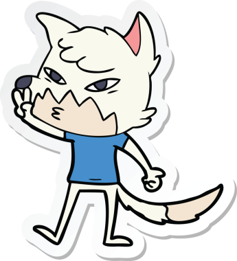 Bir insan tarafından çizilmiş akıllı bir tilkinin çıkartması.