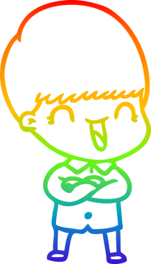 gökkuşağı gradyanı çizimi bir insan tarafından çizilmiş mutlu bir çizgi film çocuğu