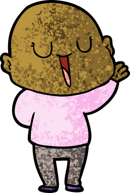 Bir insan tarafından çizilmiş mutlu, kel adam.