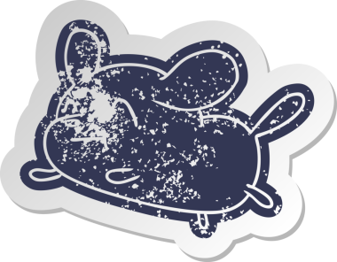 Bir insan tarafından çizilmiş sevimli bir köpeğin eski çizgi film etiketi kawaii