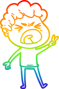 Bir insan tarafından çizilmiş öfkeli bir adamın çizdiği gökkuşağı gradyan çizgisi.