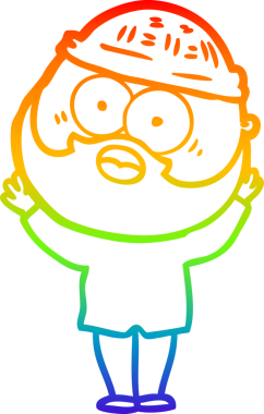 Gökkuşağı gradyan çizgi çizimi bir insan tarafından çizilmiş sakallı bir adamın