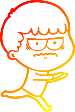 Bir insan tarafından çizilmiş, kızgın bir çizgi film karakteri.